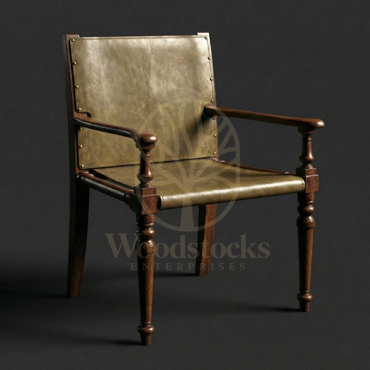 Luxury Teak Hampstead Study Room Leather Armchair, Saharanpur, Living Room Chair