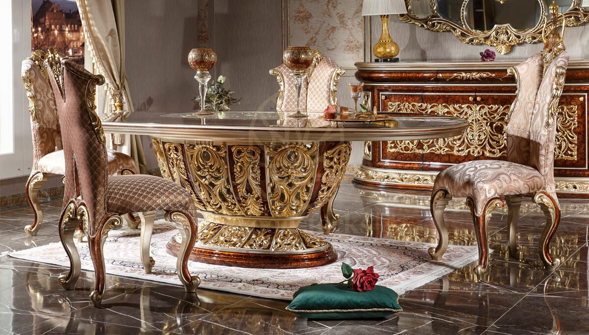 Royal Harzemsah Bronze Hand Carved Teak Dining Table Set, Saharanpur, view 2