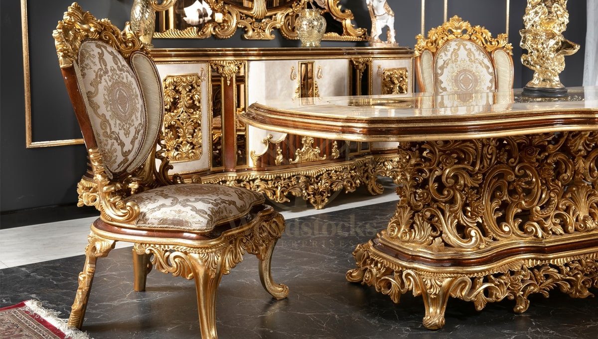 Royal Sanremo Hand Carved Teak Dining Table Set, Saharanpur, view 5