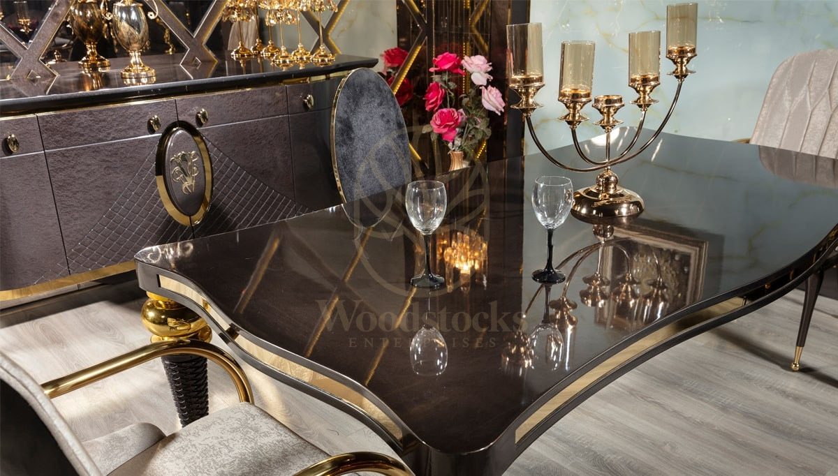 Luxury Viena Handcrafted Teak Dining Table Set, Saharanpur, view 7