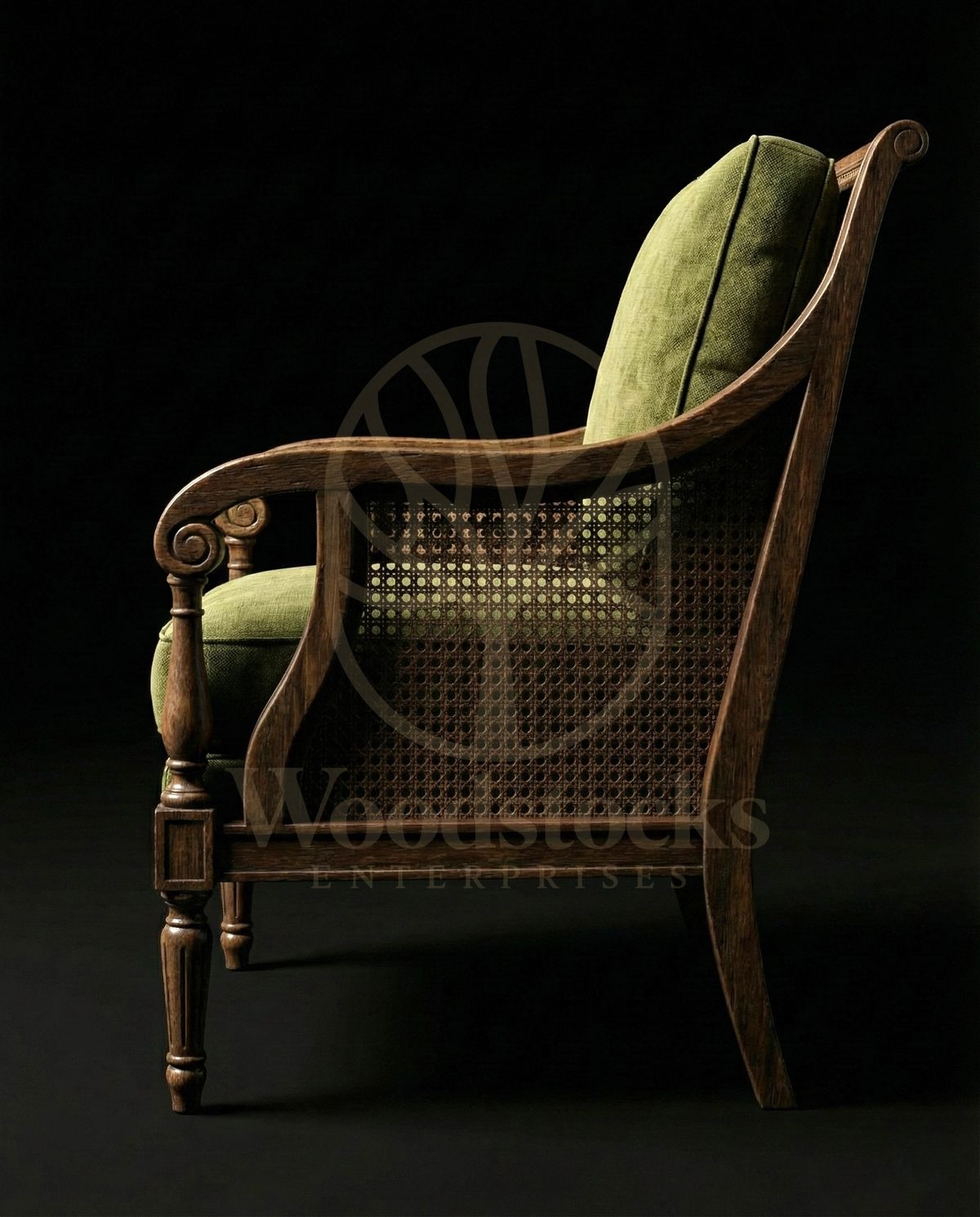 Hand Carved Teak Anglo-Indian Cane Lounge Chair, Saharanpur, view 3