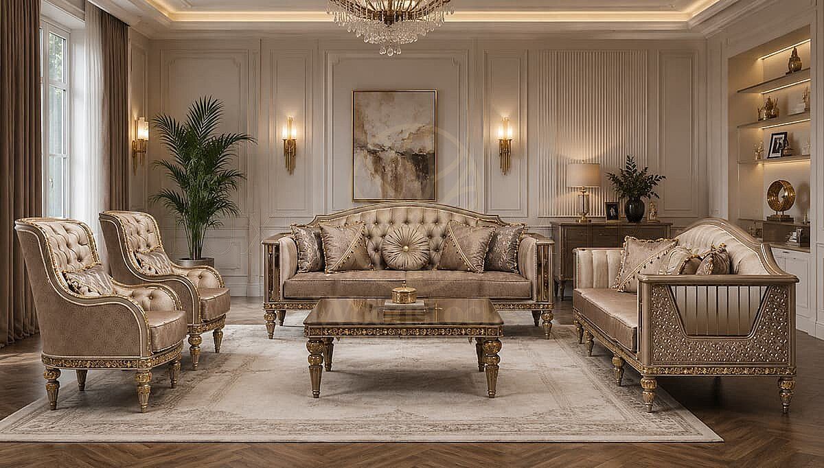 Luxury Fiorella Handcrafted Teak Sofa Set, Saharanpur, Sofa Set