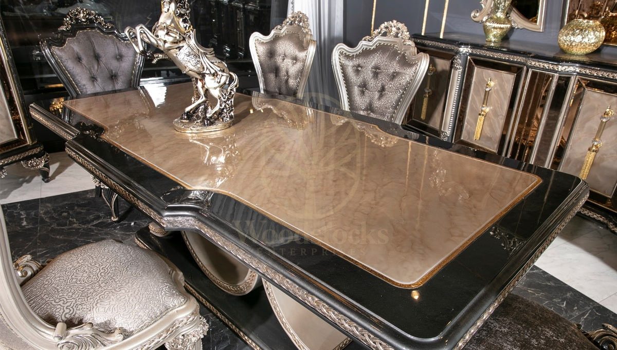 Royal Fidenza Hand Carved Teak Dining Table Set, Saharanpur, view 5