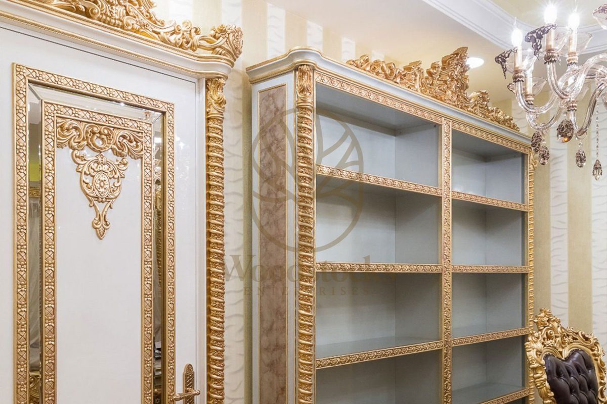 Teak Sultan Cream and Gold Executive Office Desk, view 8