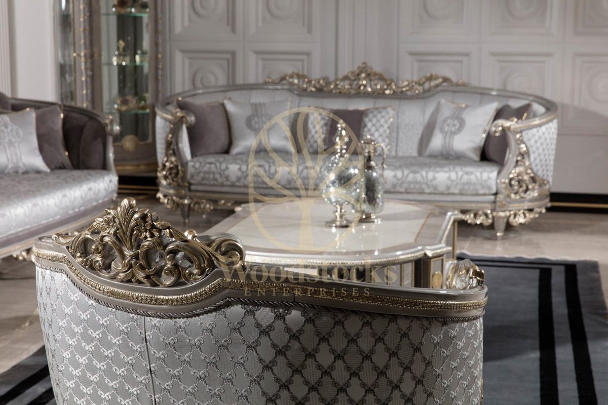 Teak Nora Silver Grey Carved Sofa Set, view 5