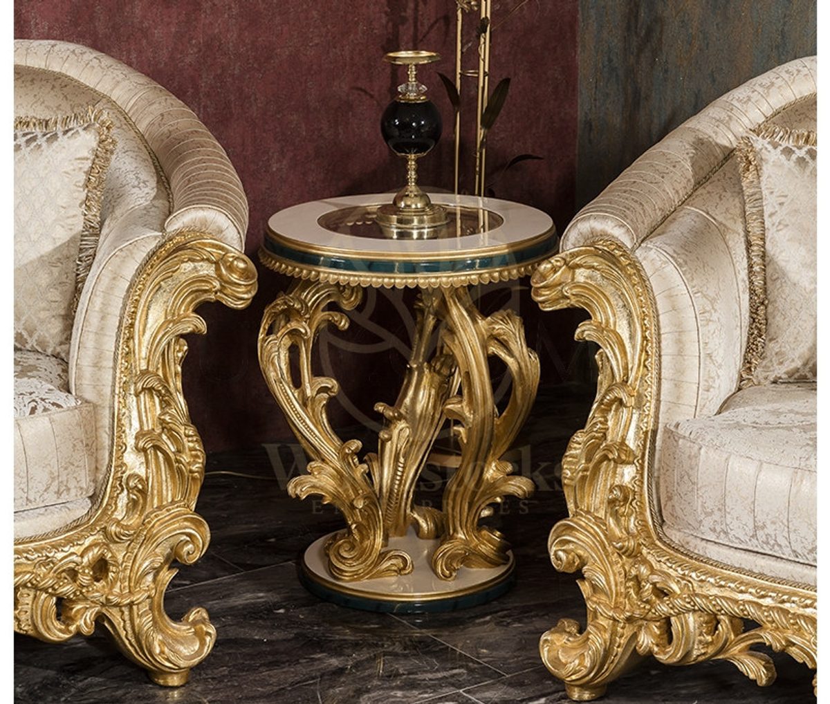 Royal Zumra Gold Leaf Hand Carved Teak Sofa Set, Saharanpur, view 10