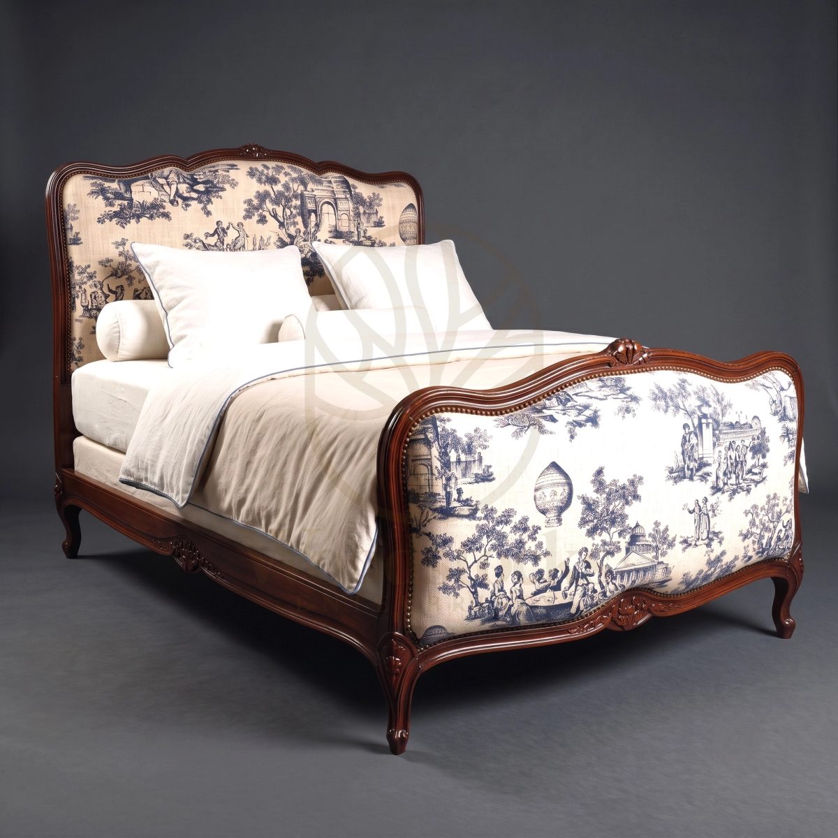 Royal Teak Louis XV Montgolfier Toile Bed, Saharanpur, King Size Bed