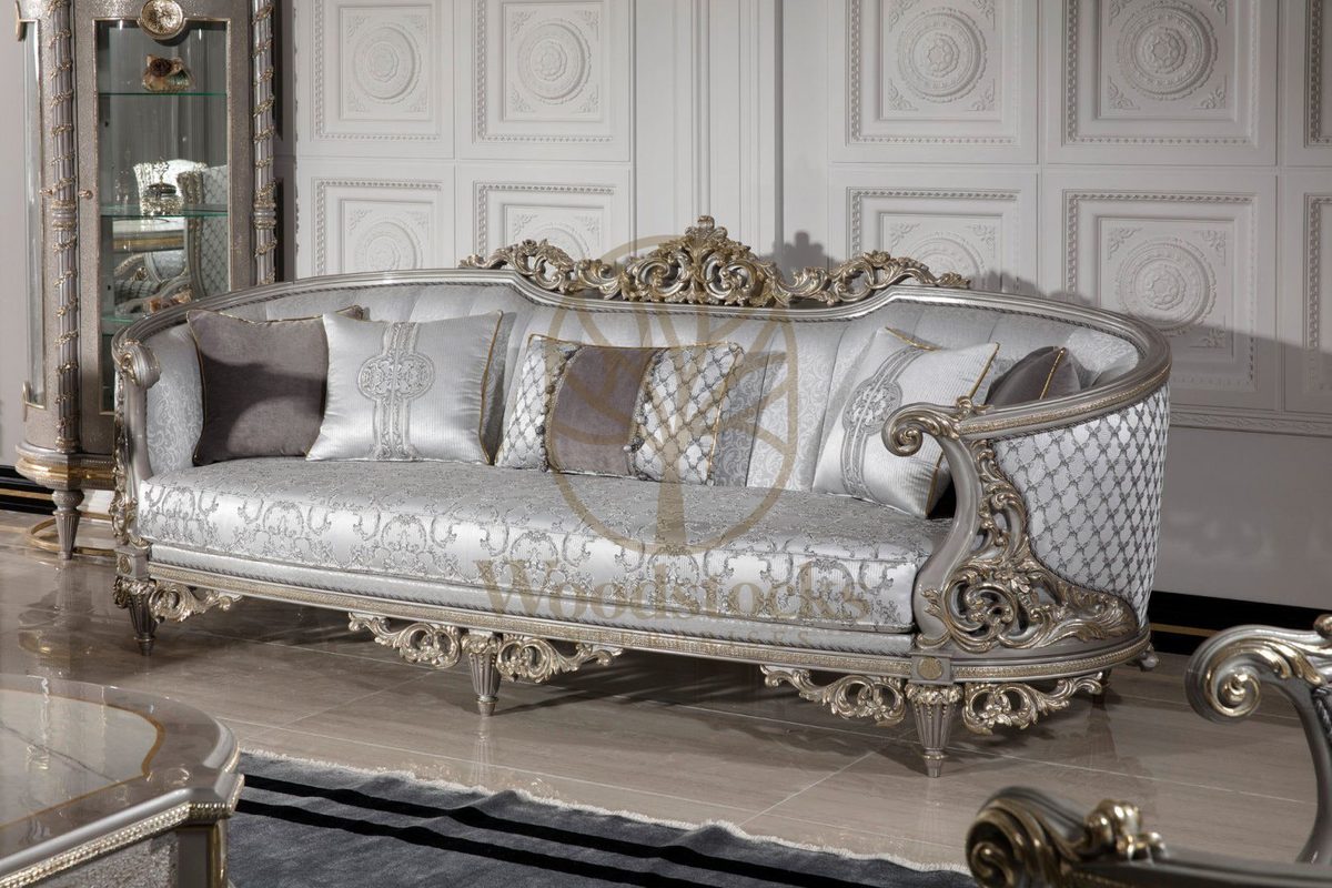 Teak Nora Silver Grey Carved Sofa Set, view 10