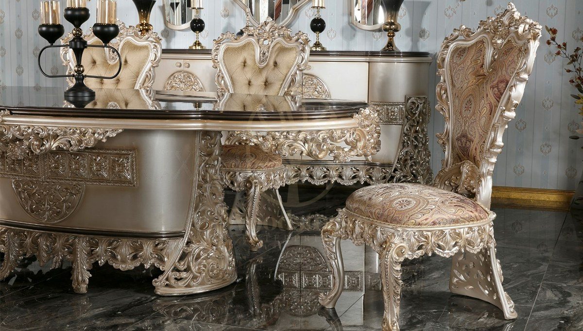 Royal Maskat Hand Carved Teak Dining Table Set, Saharanpur, view 3