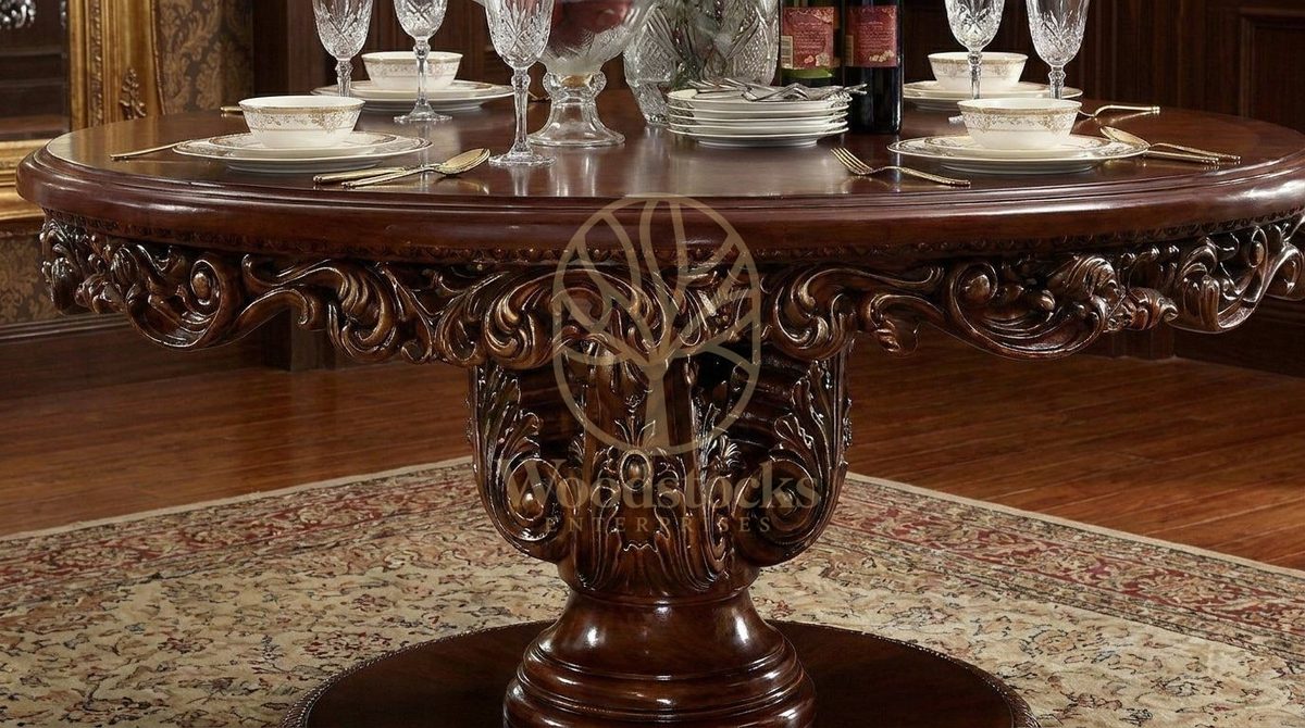 Teak Antique Gold Dining Table, alternate view
