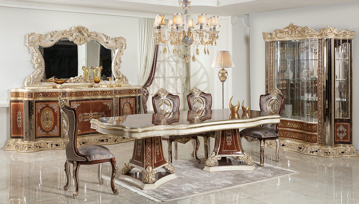 Royal Nepal Hand Carved Teak Dining Table Set II, Saharanpur, Dining Table