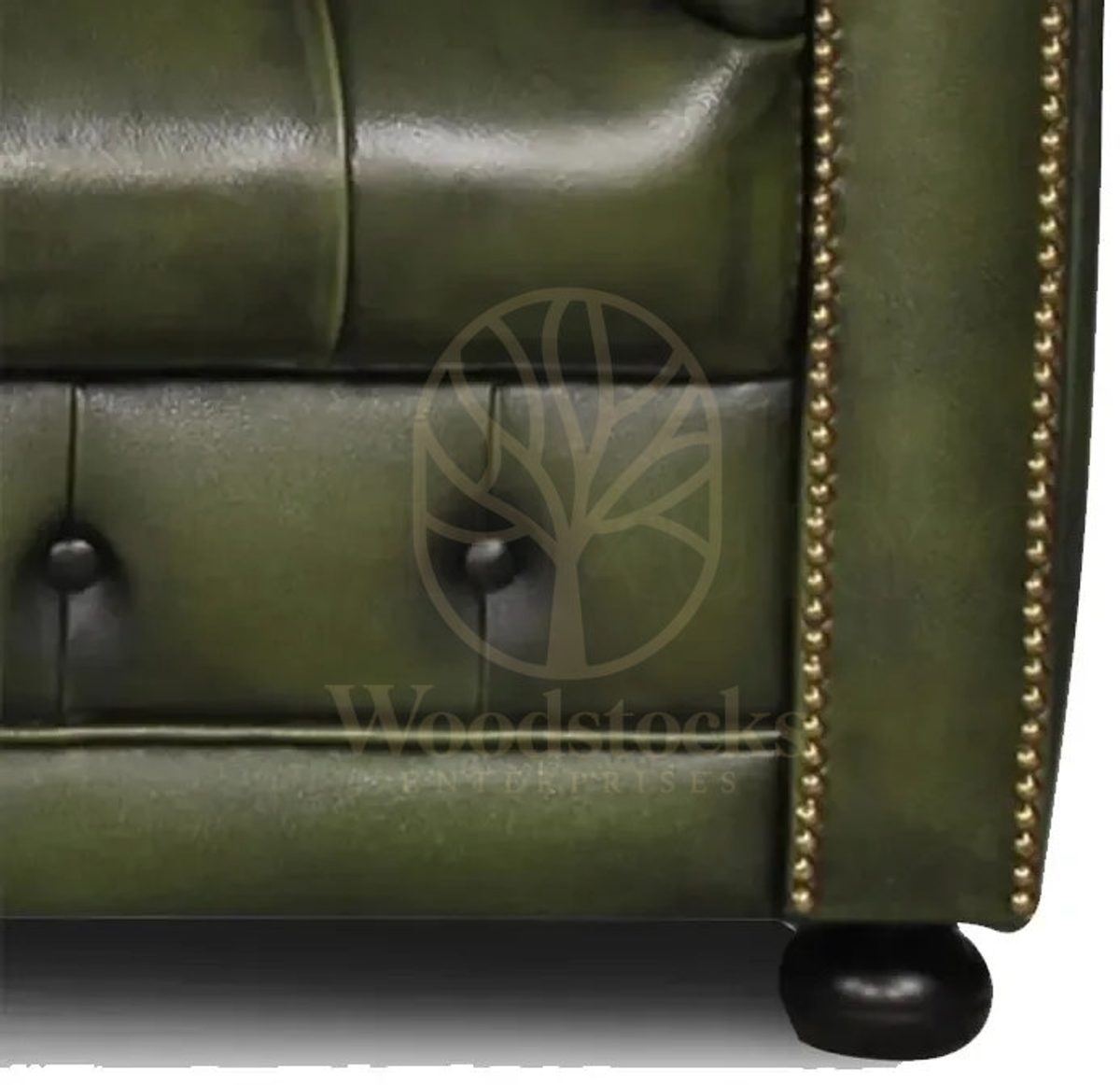 Royal Single Green Chesterfield Hand Carved Teak Armchair, Saharanpur, view 2