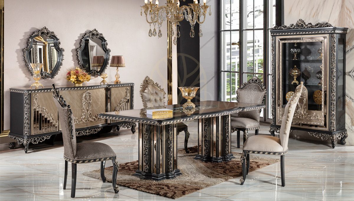 Royal Madley Hand Carved Teak Dining Table Set, Saharanpur, Dining Table