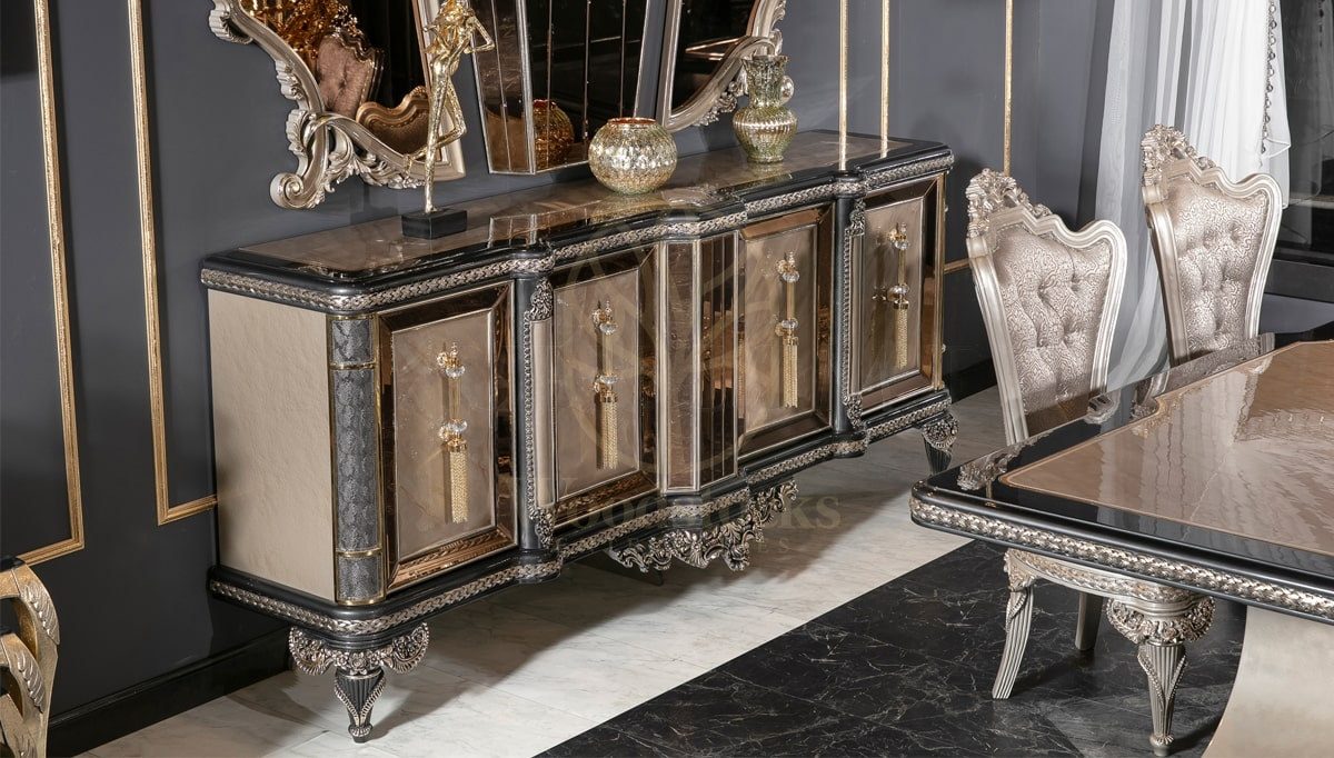 Royal Fidenza Hand Carved Teak Dining Table Set, Saharanpur, view 6