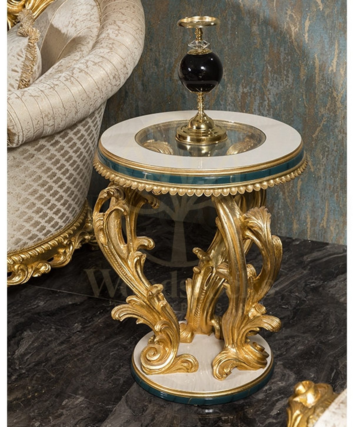 Royal Zumra Gold Leaf Hand Carved Teak Sofa Set, Saharanpur, view 9