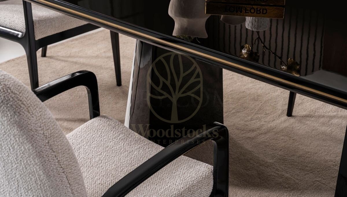 Luxury Veyron White Handcrafted Teak Dining Table Set, Saharanpur, view 2
