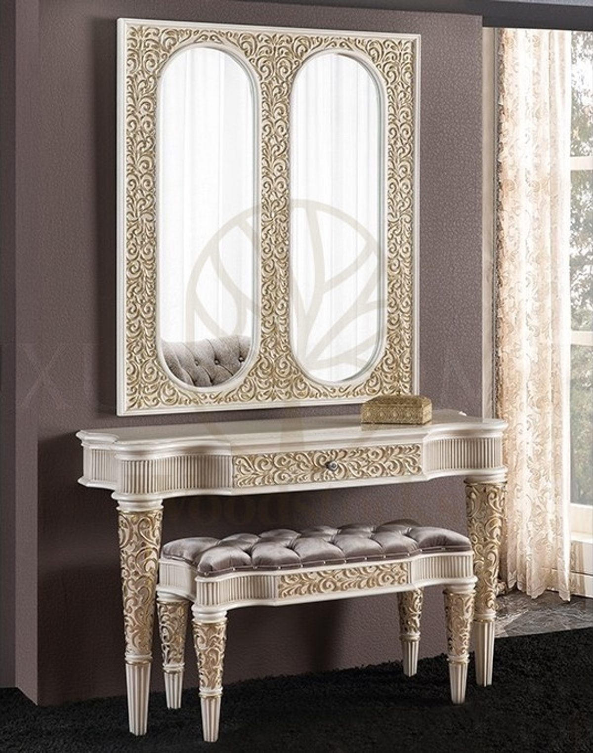 Royal Gerdan Hand Carved Teak Dressing Table, Saharanpur, Dressing Table