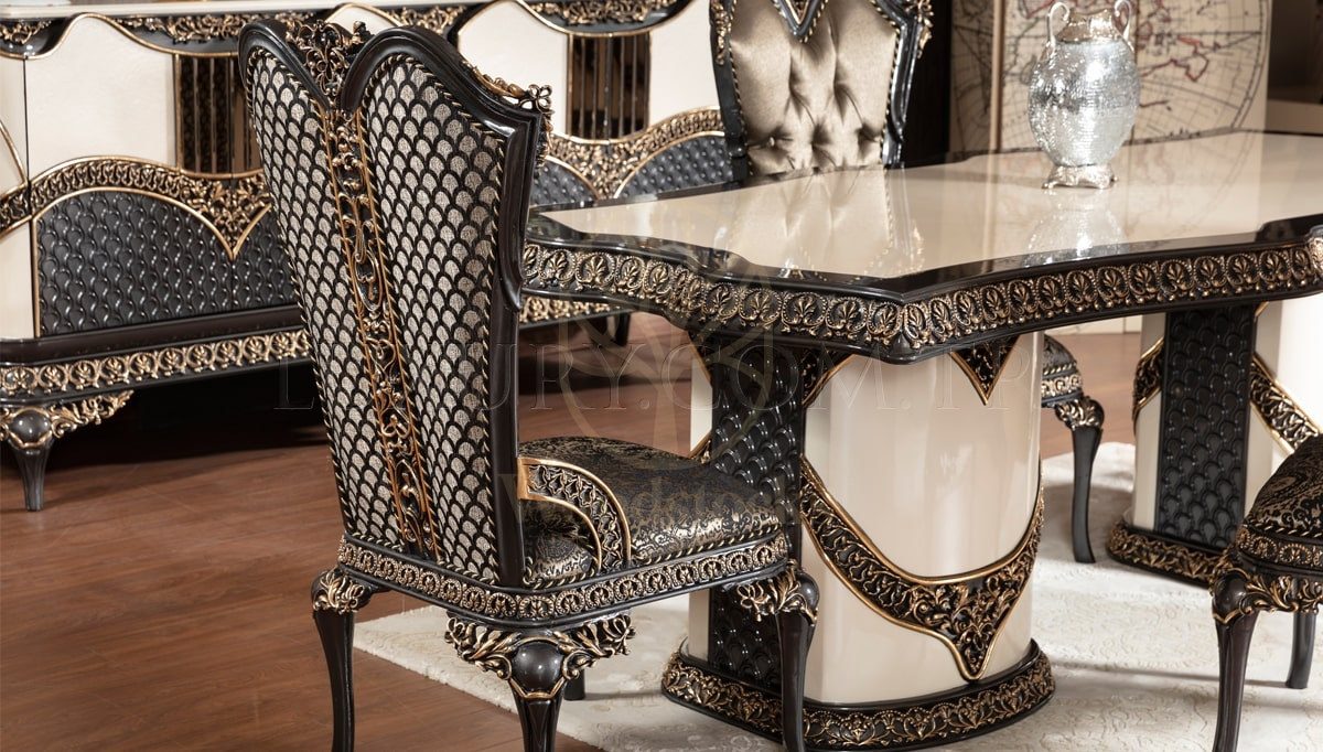 Royal Resso Hand Carved Teak Dining Table Set, Saharanpur, view 2