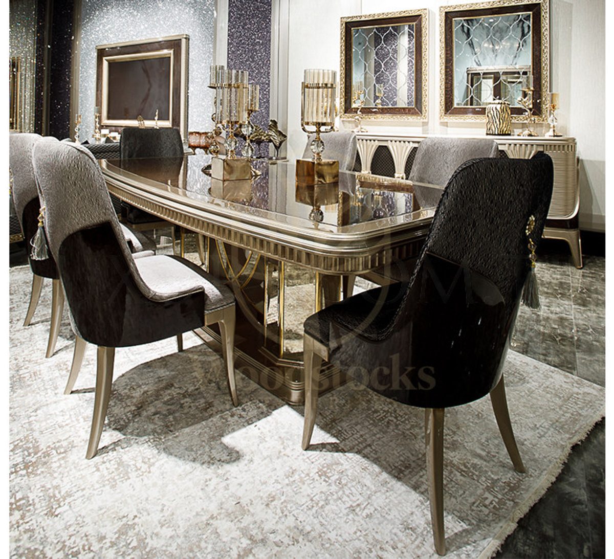 Royal Tulsa Hand Carved Teak Dining Table Set, Saharanpur, view 8