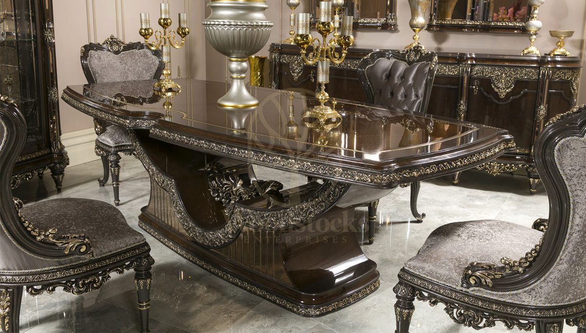 Royal Siena Hand Carved Teak Dining Table Set, Saharanpur, view 5