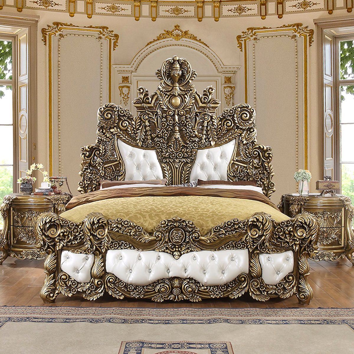 WSE High Quality Teak Wood Regal Bronze King Size Bed, King Size Bed