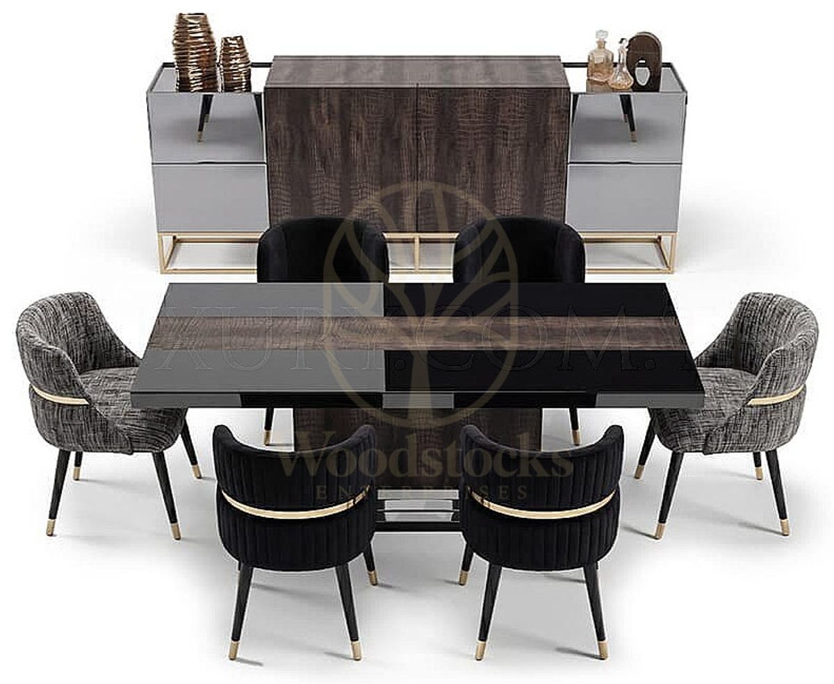 Luxury Serina Grey Handcrafted Teak Dining Table Set, Saharanpur, view 2