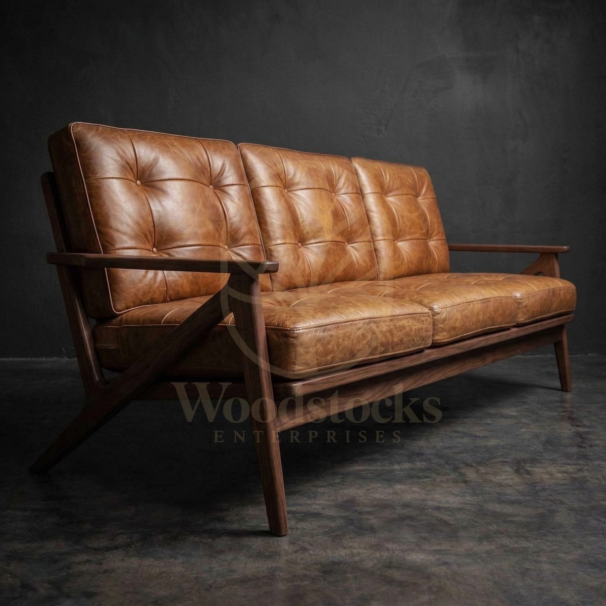 Luxury Teak Nørrebro Danish Mid-Century Leather Suite, Saharanpur, view 3