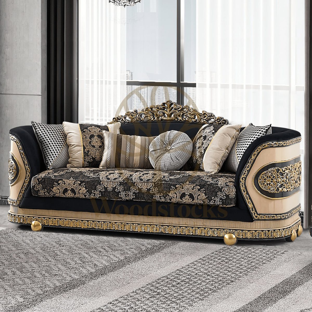 Teakwood Maharaja Arabic 3-Piece Sofa Set, view 4