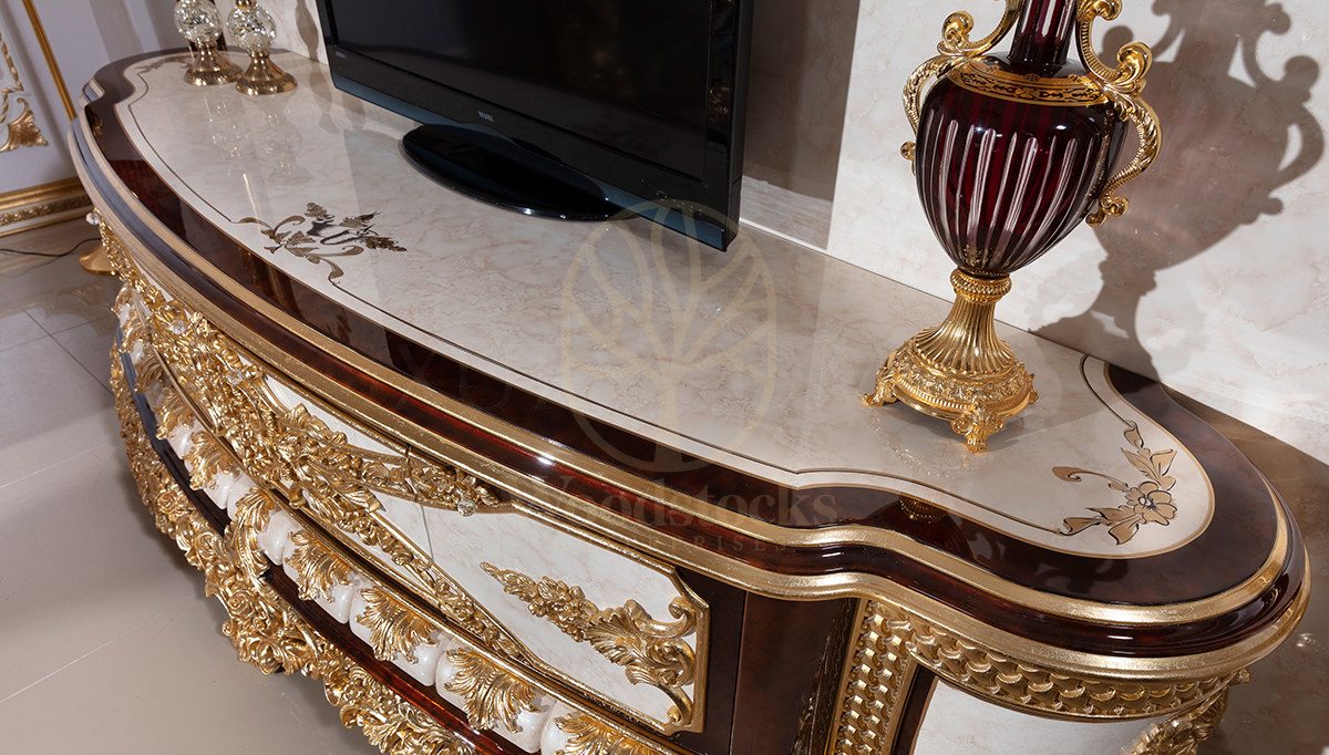 Royal Hunkar Hand Carved Teak TV Cabinet, Saharanpur, view 3
