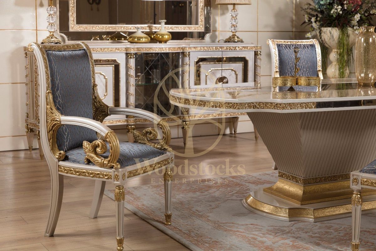 Teak Sarina Ivory and Blue Dining Set, view 15
