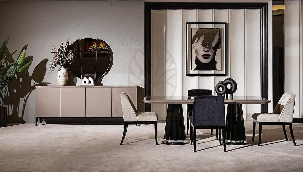 Luxury Solena White Black Handcrafted Teak Dining Table Set, Saharanpur, view 4