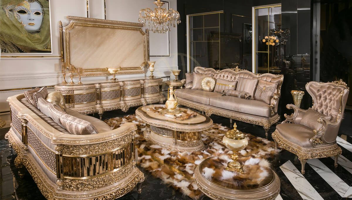 Royal Living Velvet Hand Carved Teak Sofa Set, Saharanpur, Sofa Set