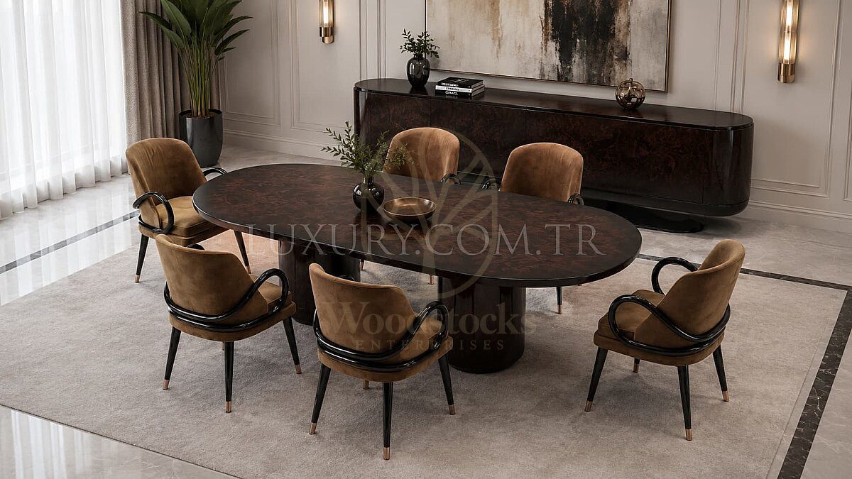 Luxury Nerisa Brown Handcrafted Teak Dining Table Set, Saharanpur, Dining Table