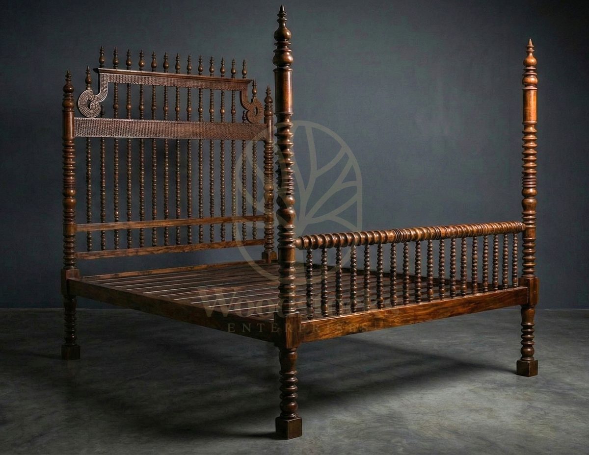 Royal Hand Carved Teak Casa de Lisboa Baroque Four Poster Bed, Saharanpur, view 2