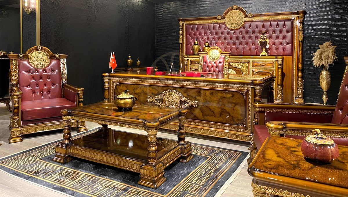 Royal Talya Hand Carved Teak Office Table, Saharanpur, Office & Study Table