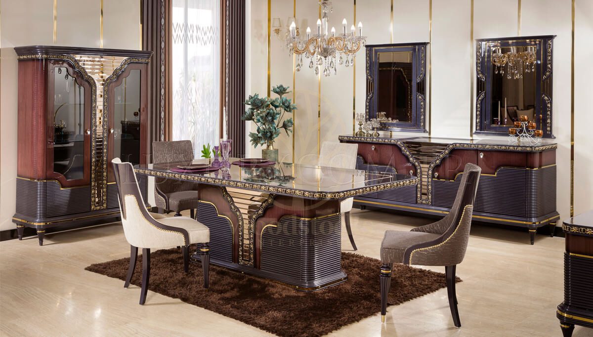 Royal Goksu Hand Carved Teak Dining Table Set, Saharanpur, Dining Table