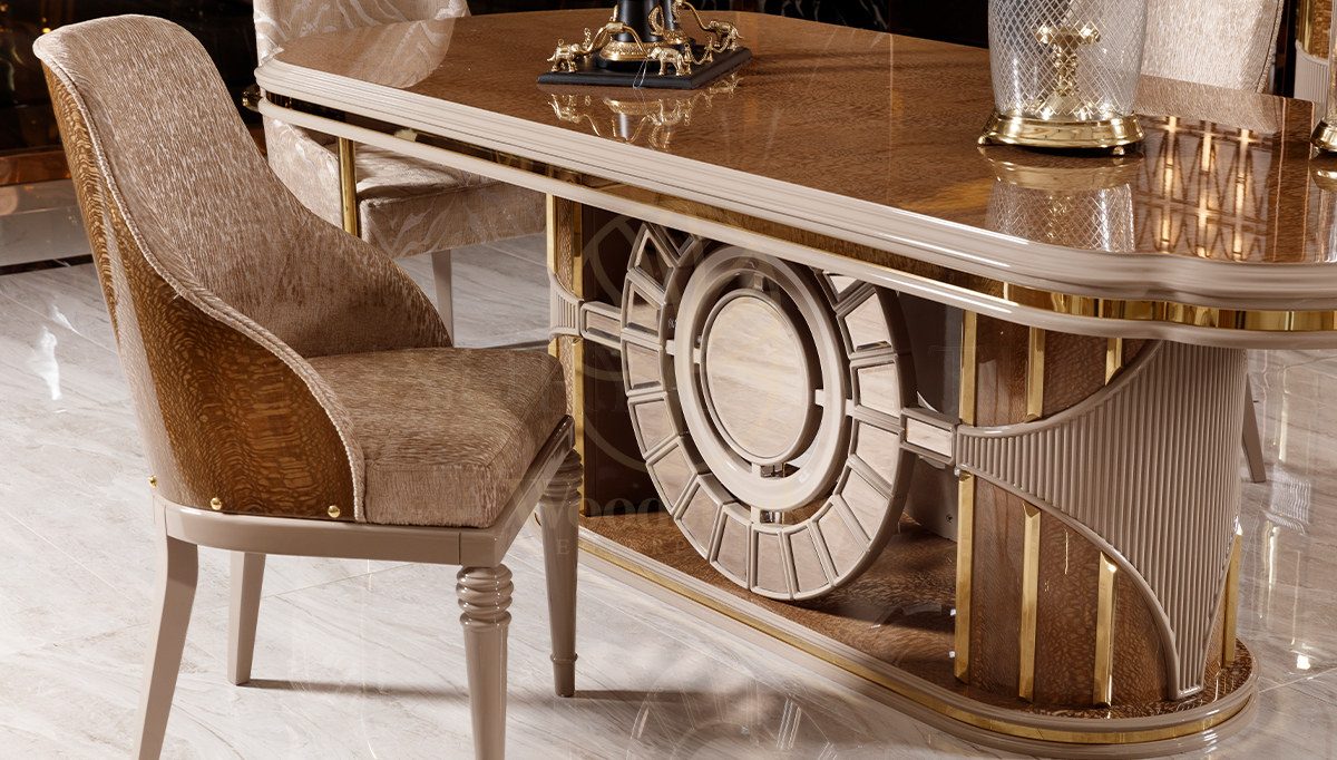 Luxury Mesina Handcrafted Teak Dining Table Set II, Saharanpur, view 3