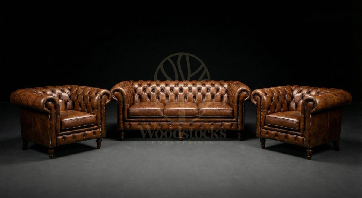 Luxury Teak Westminster Gentleman’s Chesterfield Suite, Saharanpur, view 2