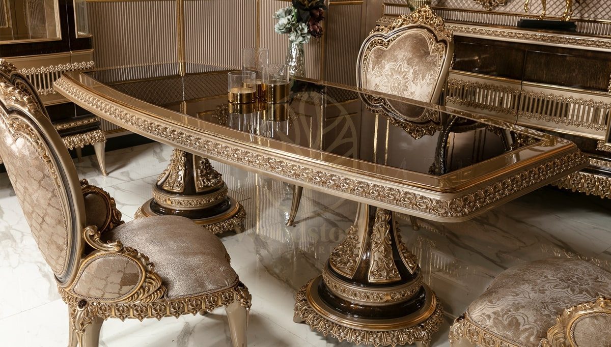 Royal Elviyon Hand Carved Teak Dining Table Set, Saharanpur, view 4