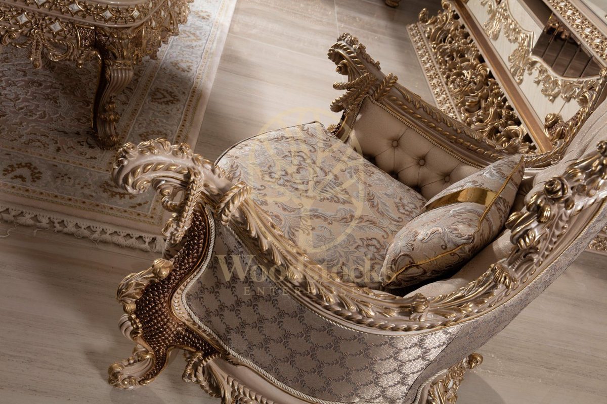 Teak Sovereign Light Brown Damask Sofa Set, view 15