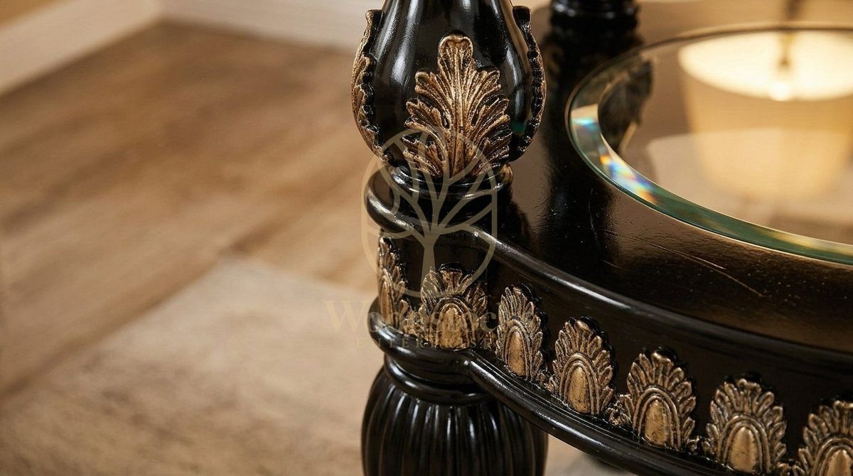 Teak European Black Enamel Corner Table, view 4