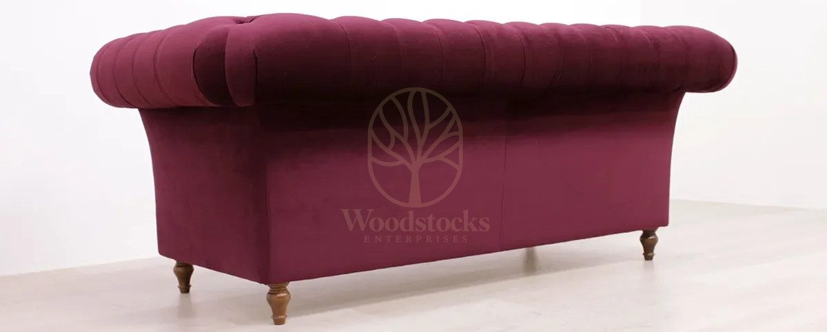 Royal Luna Chesterfield Velvet Hand Carved Teak Sofa Set, Saharanpur, view 4