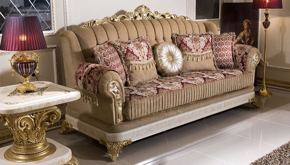Royal Safir Cream Hand Carved Teak Sofa Set, Saharanpur, view 2
