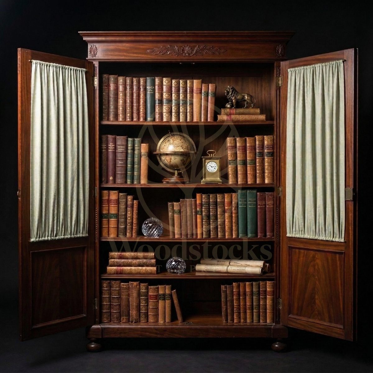 Royal Teak Napoleonic Empire Bibliothèque Cabinet, Saharanpur, view 6