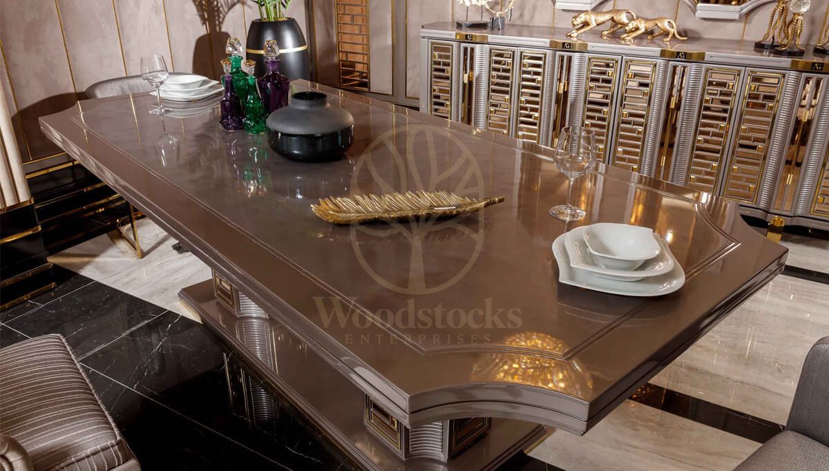 Royal Vietnam Bronze Hand Carved Teak Dining Table Set, Saharanpur, view 3