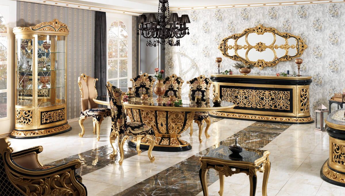 Royal Harzemsah Black Hand Carved Teak Dining Table Set, Saharanpur, Dining Table