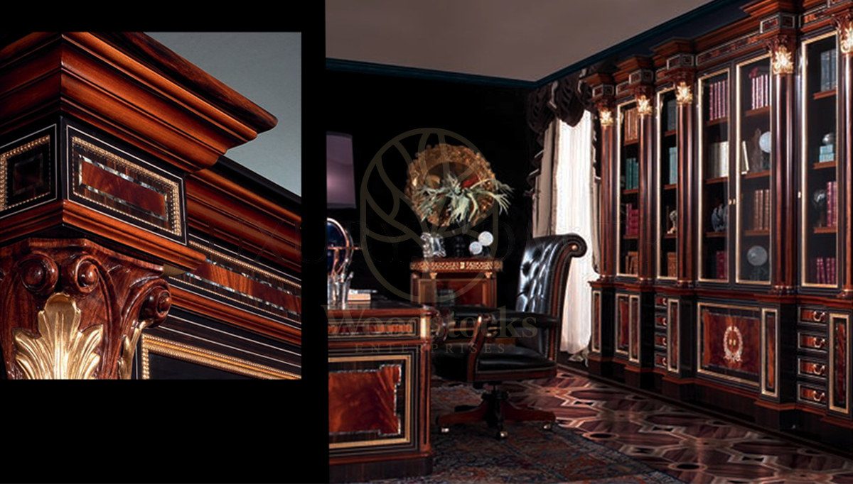 Royal Ahesta Bronze Hand Carved Teak Office Table, Saharanpur, view 7