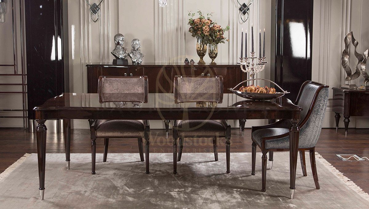 Luxury Sentinus Art Deco Handcrafted Teak Dining Table Set, Saharanpur, view 4