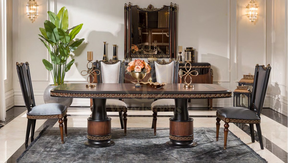 Royal Luxurious Hand Carved Teak Dining Table Set, Saharanpur, view 2