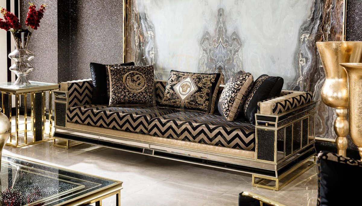 Luxury Kostende Black Handcrafted Teak Sofa Set, Saharanpur, view 2
